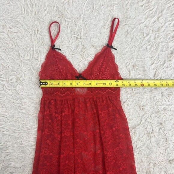 Carrie Amber Women's Intimates Red Laced Cami Slip Sweetheart Dress Size Medium - Picture 7 of 10